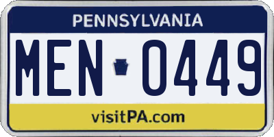PA license plate MEN0449
