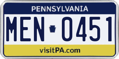 PA license plate MEN0451