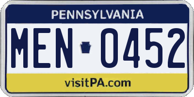 PA license plate MEN0452