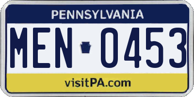 PA license plate MEN0453