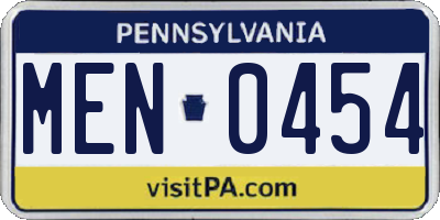 PA license plate MEN0454