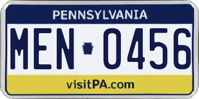 PA license plate MEN0456