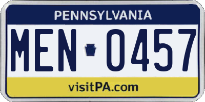 PA license plate MEN0457