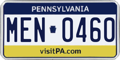 PA license plate MEN0460