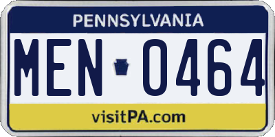PA license plate MEN0464