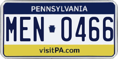 PA license plate MEN0466