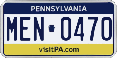 PA license plate MEN0470