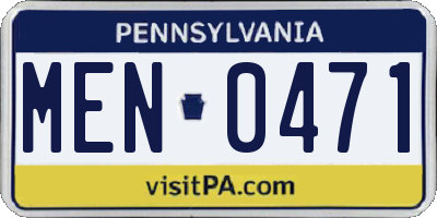PA license plate MEN0471