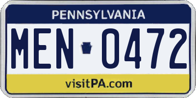PA license plate MEN0472