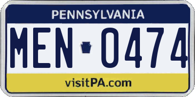 PA license plate MEN0474