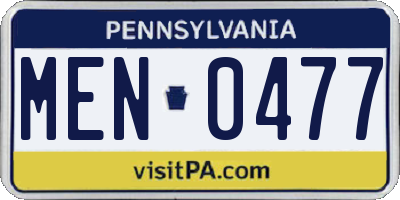 PA license plate MEN0477