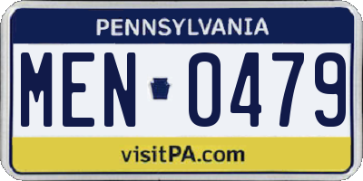 PA license plate MEN0479
