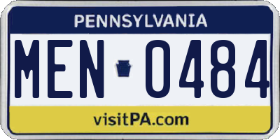 PA license plate MEN0484