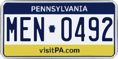 PA license plate MEN0492