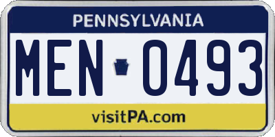 PA license plate MEN0493
