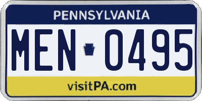 PA license plate MEN0495
