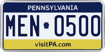 PA license plate MEN0500