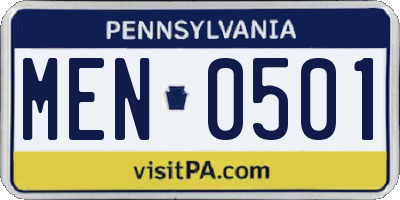 PA license plate MEN0501