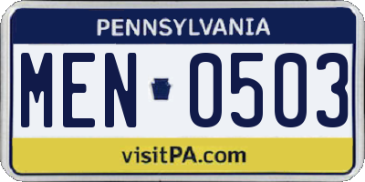 PA license plate MEN0503