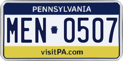 PA license plate MEN0507