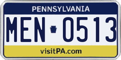 PA license plate MEN0513
