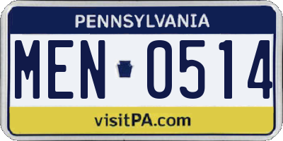 PA license plate MEN0514