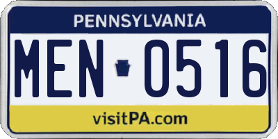 PA license plate MEN0516