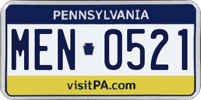 PA license plate MEN0521