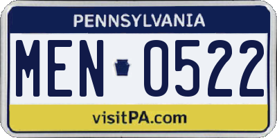 PA license plate MEN0522
