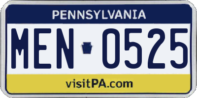 PA license plate MEN0525