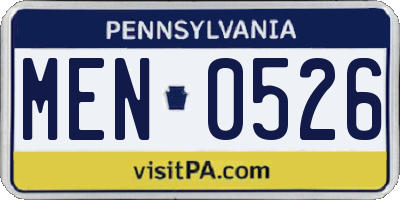 PA license plate MEN0526