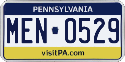 PA license plate MEN0529