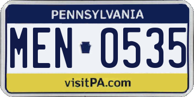 PA license plate MEN0535