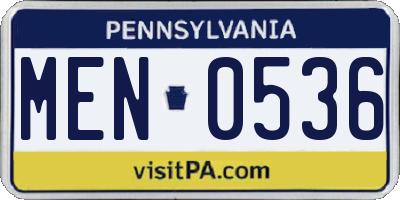 PA license plate MEN0536
