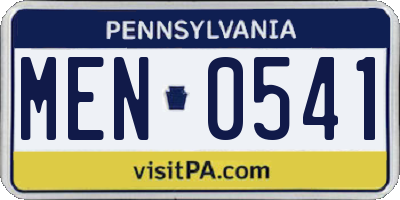 PA license plate MEN0541
