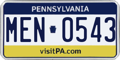 PA license plate MEN0543