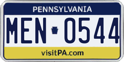 PA license plate MEN0544