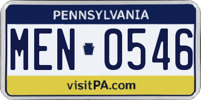 PA license plate MEN0546