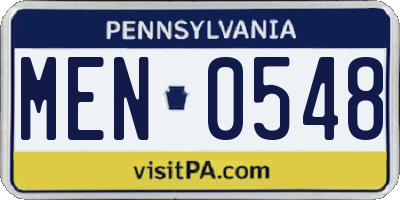 PA license plate MEN0548
