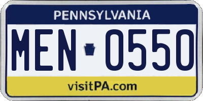 PA license plate MEN0550