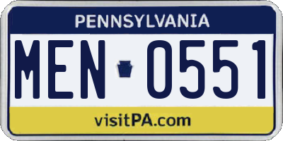 PA license plate MEN0551