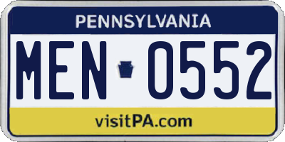 PA license plate MEN0552