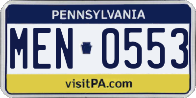 PA license plate MEN0553