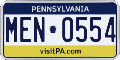 PA license plate MEN0554