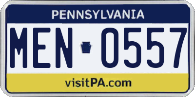 PA license plate MEN0557