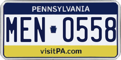 PA license plate MEN0558