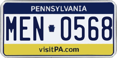 PA license plate MEN0568