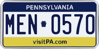 PA license plate MEN0570