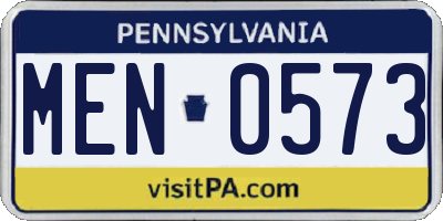PA license plate MEN0573