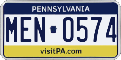PA license plate MEN0574